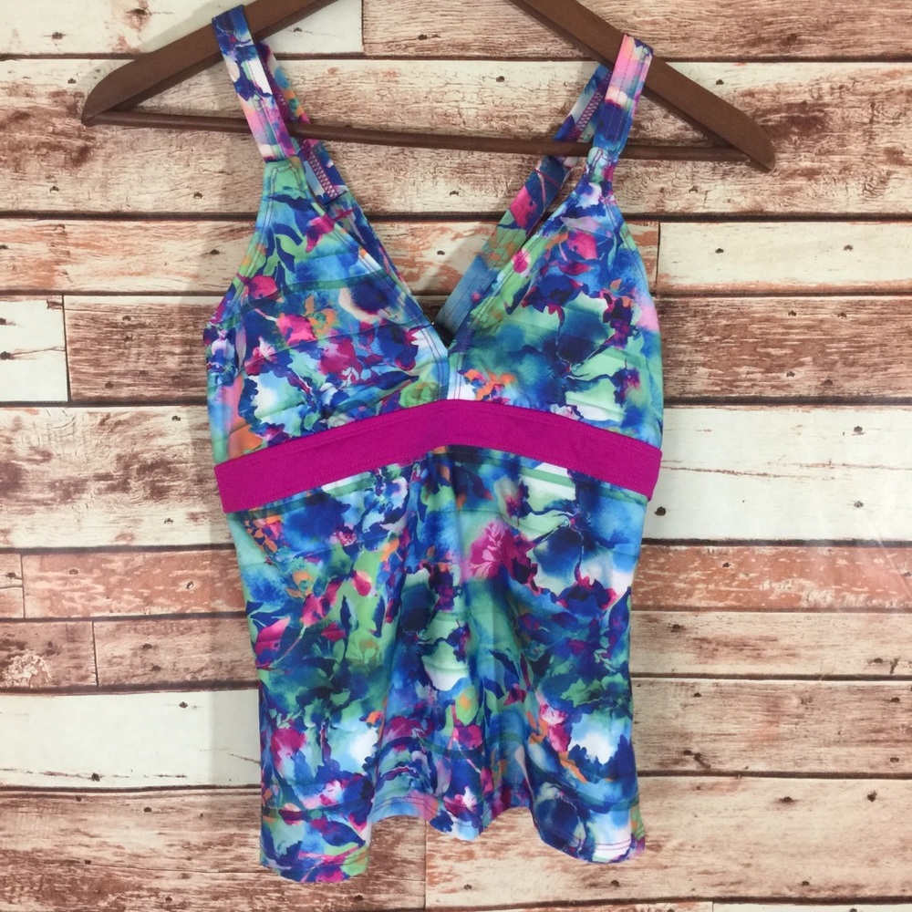 Title Nine Tankini Floral Watercolor Swim Top S